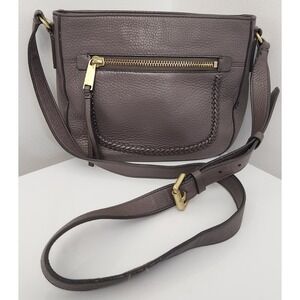 Cole Haan Grey Pebble Leather Crossbody Shoulder Bag Purse Adjustable Strap‎